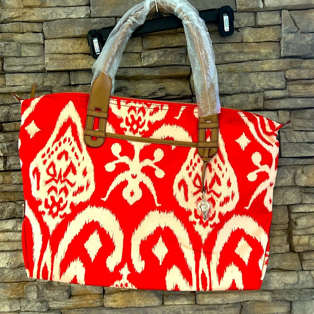 Stella & Dot Getaway Bag -Red Ikat New